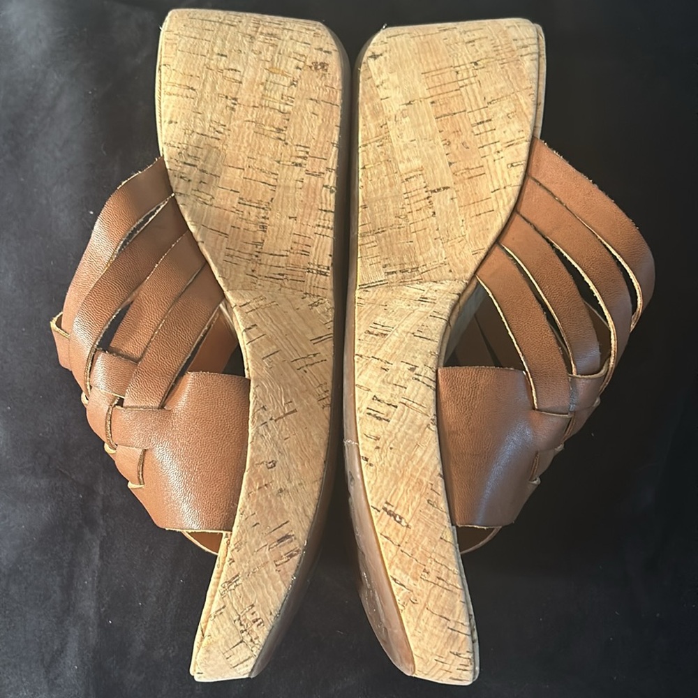 Korks Brown Strap Platform Slides Wedge Sandals W… - image 3